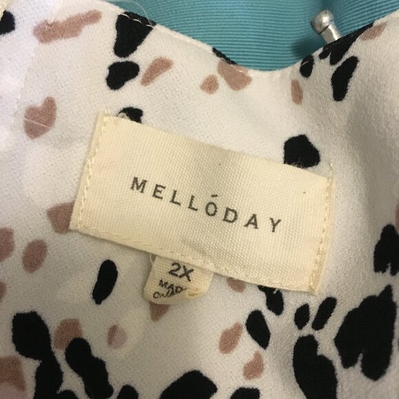 MELLODAY Cheetah Print Ruched Half Sleeve Top - 2X - Picture 8 of 15